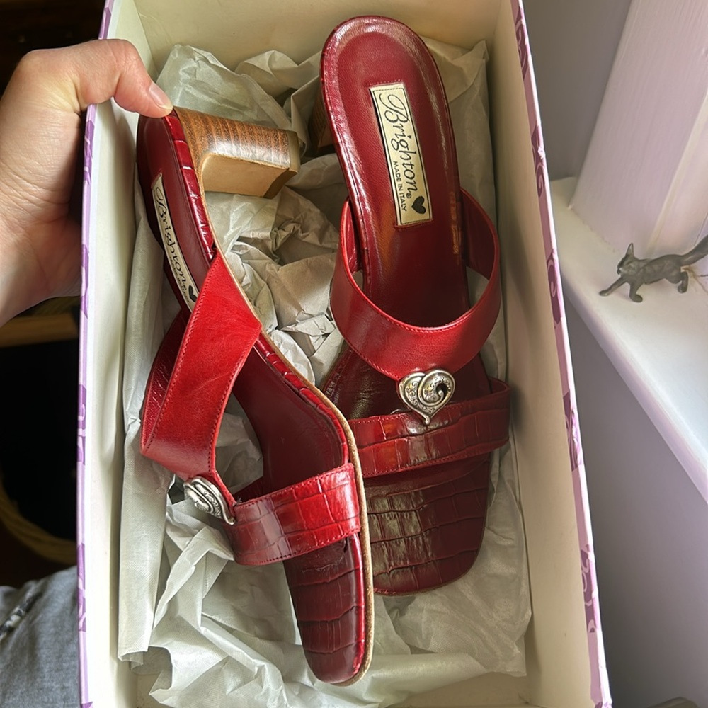 Brighton Trista red leather sandal heels